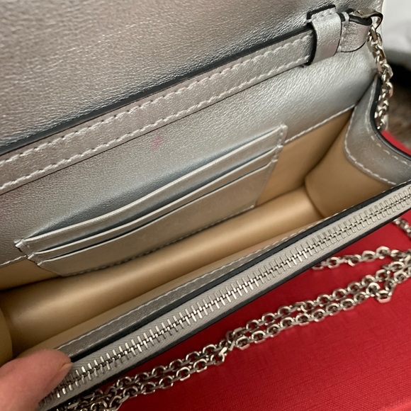 AUTH VALENTINO GARAVANI CLUTCH SILVER ROCKSTUD - Picture 5 of 6